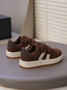 New Kids Hook And Loop Sneakers, Girls Sports Shoes, Boys Casual Shoes - Brown - View 5
