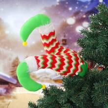 Christmas Tree Picks Stuffed Elf Legs Decorations Holiday Tree Topper For Home Party Ornaments - Green - View 5