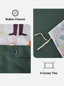 Juego de funda nórdica con estampado de árbol de Navidad y renos (1 funda nórdica + 1/2 funda de almohada, sin relleno), decoración navideña elegante, funda de cama esencial para dormitorio y residencia, certificado Oeko-Tex