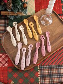 3pcs Personalized Customized Name And Pattern Silicone Baby Spoon Utensils, Children's Tableware, Customized Baby Feeding Accessories - Multicolor 1 - View 4