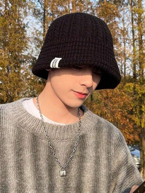 1pc New Knitted Woolen Hats, Men's And Women's Winter Fisherman Hats With Big Heads, Autumn And Winter Hats, Warm Cold Hats And Windproof Basin Hats, Suitable For Outdoor Gatherings