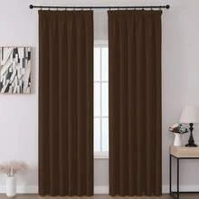 VEHEDE Bộ 2 rèm cửa cản sáng màu be cho hệ thống thanh treo rèm, rèm ngắn, rèm phòng ngủ mờ, rèm có diềm xếp ly. - màu nâu - Xem 28