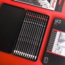 12P 2H/H/FB/HB/2B/3B/4B/5B/6B/7B/8B Sketch Pencil Set Art Drawing Drawing Pencil Iron Box Set Stationery Supplies ,Artist Drawing Sketching Pens,StudenPainting Pencil Set Art Specific Paintbrushes,Creative Writing Art Supplies