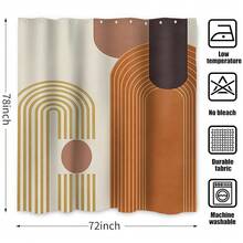 Mid Century Modern Extra Long Shower Curtain, Boho Neutral Minimalist Brown And Beige Abstract Arch Machine Washable Waterproof Fabric For Bathroom Decor Bathtub With 12 Hooks 72Wx78H{"Color_name":"BrownandBeige","Size_name":"72\"Wx78\"L(Packof1)"} - Nhiều màu2 - Xem 8