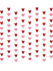 1pc Red & Pink Heart Wreath - Valentine's Day Decor, Romantic Paper Hanging Heart Banner, Suitable For Valentine's Day Decoration - Perfect For Party, Wedding, Engagement And Home Decor - Multicolor - View 7