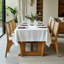 10-Piece White Rectangular Polyester Tablecloth 60 X 102 Inches, High-Density Washable Tablecloth, Anti-Wrinkle, Table Protection, Suitable For Weddings, Camping, Parties And Dinners