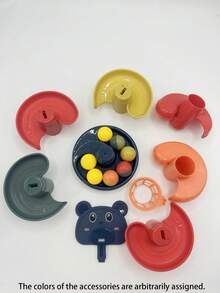 1 zestaw 9-piętrowej nowej rampy dla dzieci, tor do koszykówki, odpowiedni dla dzieci powyżej 3 lat, tor do zabawy dla dzieci, wieża przesuwna, obrotowy tor kulkowy, tocząca się piłka, ciekawa gra logiczna, wczesna edukacja, tocząca się piłka, zabawka dla dzieci, losowe kolory, trzymać z dala od dzieci poniżej 3 lat