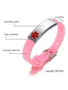 Personalized Medical Alert Bracelet, Adjustable Silicone Medical Id Bracelet Disease Allergy Awareness Wristband Custom Identification Jewelry For Emergency Lifeguard With First Aid Kit, Silver, Fashionable, Colorful, Vintage, Unisex, Simple, Casual, Customized, Personalized, Unique, For Anniversary, Birthday, Graduation, Prom, Party - Multicolor - View 5