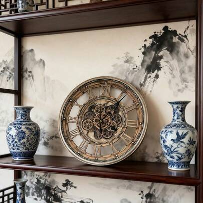 ساعة حائط خشبية دائرية 2D مقاس 10"/12"، تصميم إبداعي بأرقام وعقارب أمريكية، مناسبة لديكور المنزل والمكتب والمقهى وغرفة المعيشة، ساعة ديكورية صامتة