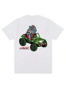 Refreshing SummerMusic Band Gorillazs Punk Rock Print T Shirt 90s Casual Fashion Short Sleeve Plus Size T Shirt Unisex Graphic T Shirts - 白色 - 查看 1