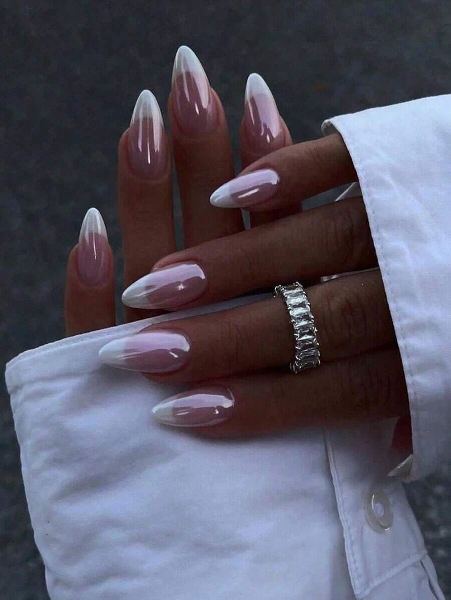Upgrade Your Charm With 24pcs Cute Pink Almond-Shaped Mirror Press-On Nail Tips, Featuring Small Light Bulb Designs That Illuminate And Add Shine To Your Daily Or Party Wear. Comes With 1 Nail File And 1 Piece Of Glue. Press On Nails Nail Supplies - 多色 3 - 查看 1