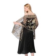 Shawls And Wraps For Evening Dresses,Women Formal 1920s Sequin Flower Sheer Shawls And Wraps For Wedding-{"Color_name":"Black+Gold"} - 黑色+金色 - 查看 7