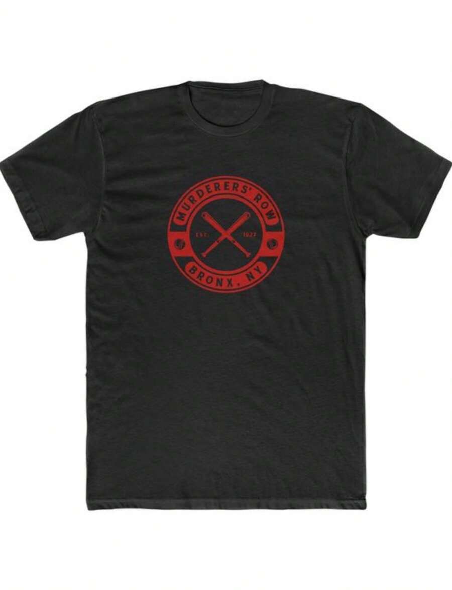 ERS' ROW Bronx New York Blood Red Baseball Hirt Tee.Jpg220G Heavyweight Cotton T-Shirt For And Wo – Crafted From Thick, Breathable Pure Cotton For Lasting Comfort And Durability. Perfect For Work, Gym, Travel, Casual Outings, Outdoor Sports, And Layering In All Seasons. Great For School, Streetwear, Or Just Relaxing At Home. - 黑色7 - 查看 1