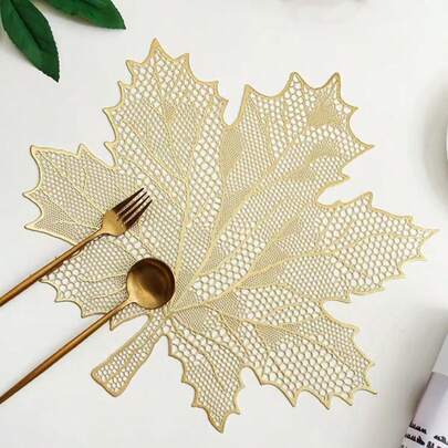 1/2/4/6/8/12 peças de jogos americanos com isolamento térmico oco em folha de bordo de PVC dourado