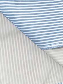 男士休闲条纹标语印花短袖衬衫，夏季