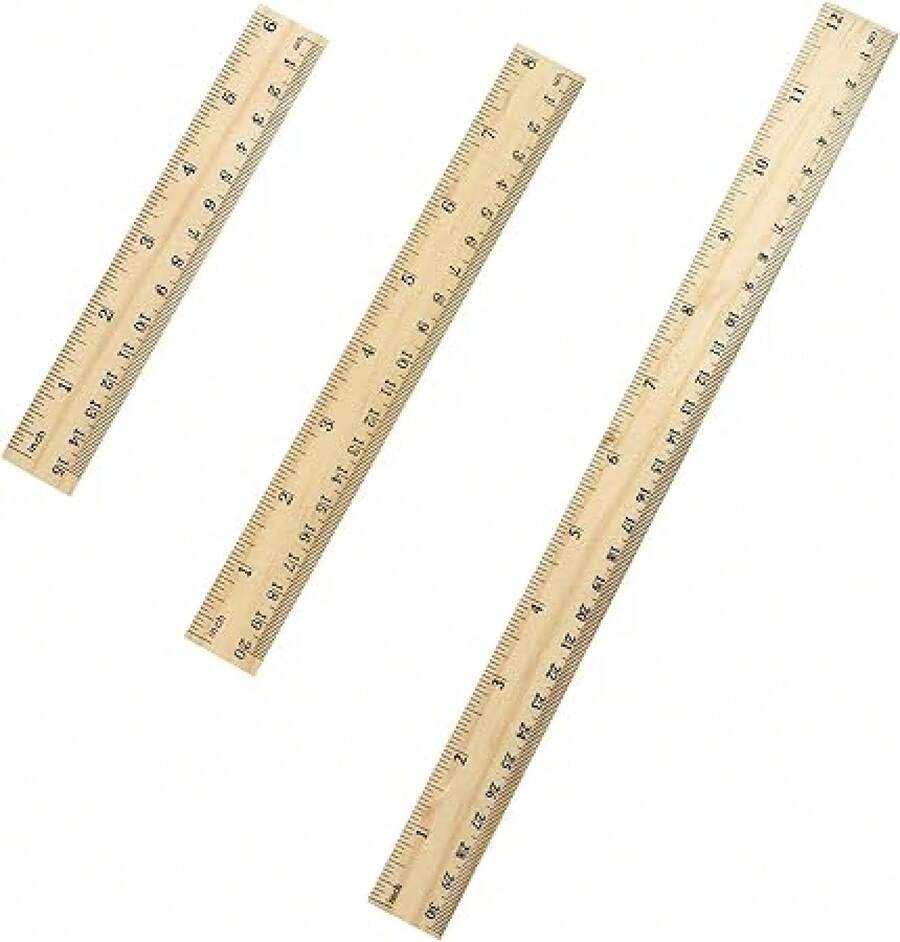 3 Pack Wooden Ruler Set, 6, 8, 12 Inch Rulers, High-Quality Metric Ruler, Easy To Read, Mm, Sturdy And Durable Straight Edge For Drawing, Home, Office, Engineering - 1_ - View 1
