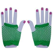 Fishnet Fingerless Gloves Mesh Arm Sleeves Fish Net Arm Sleeves EMO Gloves For Women In Theme Party Scene Accessories{"Size_name":"Short","Color_name":"#12-GrassGreen(Short)"} - Multicolor12 - View 5