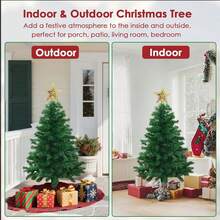 35.43 Inch Artificial Christmas Tree, Green Desktop Christmas Tree With Plastic Base, Mini Christmas Pine Tree, Suitable For Party Supplies, Indoor & Outdoor Holiday Home Decor, With 1 Tree Topper Star Christmas Decorations Home Christmas Gifts Christmas Decor - Green - View 6