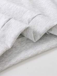 青少年及女孩圆领卫衣，卡通字母图案，百搭时尚，适合日常穿着 - 灰色 - 查看 7