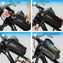 TAKEZERO - Bolsa impermeable para teléfono de bicicleta, accesorios para bicicleta, carcasa dura de EVA, compatible con iPhone de menos de 6.8 pulgadas (negro) - Negro - - Ver 9