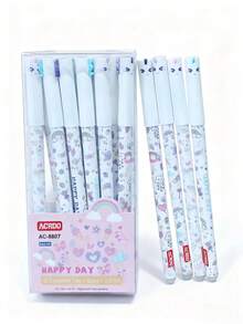 12pcs/Box Cute Panda Gel Pens, Cat Giraffe Shaped Erasable Ballpoint Pens, Creative Heat Disappearing Ink Pens, Student Writing & Drawing Specialized Ballpoint Pens - Multicolor - View 8