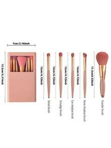 5pcs Personalized Makeup Brush Set With Mirror, Customized Makeup Brush Case, Portable Travel Makeup Kit, Suitable For Bridesmaids, Weddings, Valentine's Day, Mother's Day Gifts, Daily Makeup Set - Multicolor - View 2