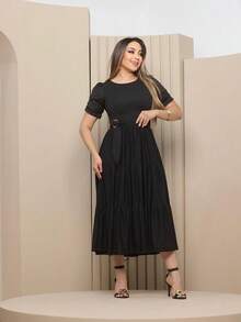 Women's Midi Dress Três Marias Laise Mesh Wedding Evening Formal And Night Elegant And Casual - 黑色 - 查看 2