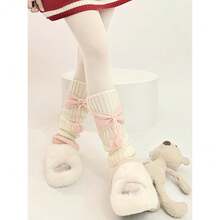 Lebaley Kawaii Leg Warmers For Girls Women - Japanese Lolita Leg Warmers Y2K Harajuku Leg Cover Stockings Kawaii Knit Socks{"Color_name":"Bow3"} - 多色3 - 查看 5