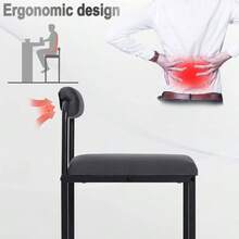 Modern Bar Stools Set Of 2, Breakfast Stools With Backrest And Footrest Kitchen, Velvet, Dark - Dark Grey - View 7