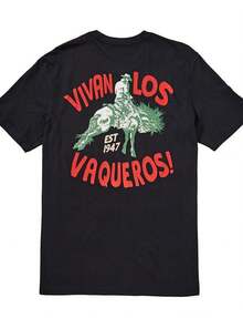 &Reg; Los Vaqueros Short Sve T-Shirt -  S.Jpg220G Heavyweight Cotton T-Shirt For And Wo – Crafted From Thick, Breathable Pure Cotton For Lasting Comfort And Durability. Perfect For Work, Gym, Travel, Casual Outings, Outdoor Sports, And Layering In All Seasons. Great For School, Streetwear, Or Just Relaxing At Home. - 黑色5 - 查看 1