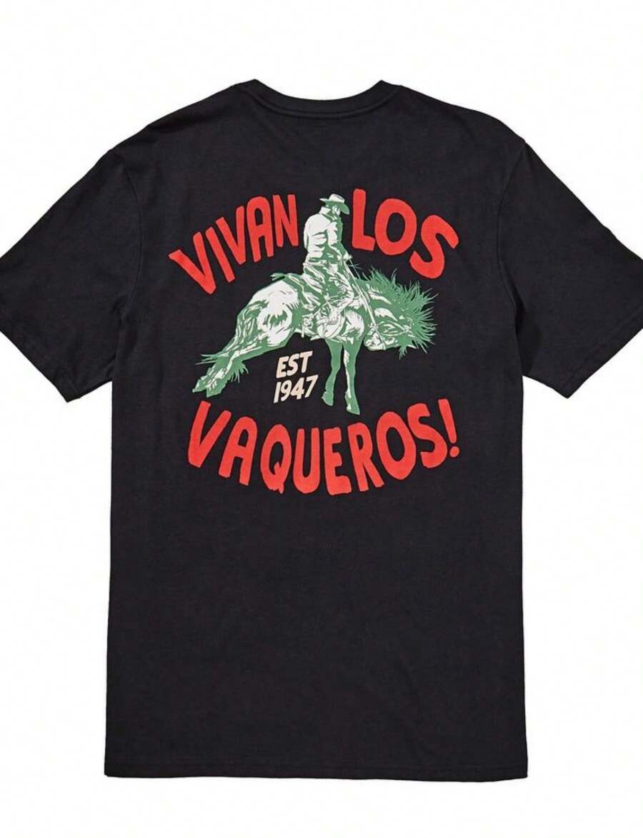 &Reg; Los Vaqueros Short Sve T-Shirt - S.Jpg220G Heavyweight Cotton T-Shirt For And Wo – Crafted From Thick, Breathable Pure Cotton For Lasting Comfort And Durability. Perfect For Work, Gym, Travel, Casual Outings, Outdoor Sports, And Layering In All Seasons. Great For School, Streetwear, Or Just Relaxing At Home. - 黑色5 - 查看 1