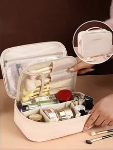 New Popular Large-Capacity Waterproof PU Leather Cosmetic Bag With Detachable Makeup Tool Storage Bag, Portable Toiletry Bag, Portable Travel Toiletries And Skin Care Product Storage Bag, Fashionable Multi-Functional High-End Travel Cosmetic Bag Large-Capacity Women's Cosmetic Bag, Suitable For Women, Wife, Mother, Aunt, Bridal Gifts, Holiday Gifts