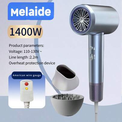  Melaide Christmas Hair Dryer 1400W, Portable Lightweight Fast Drying Negative Ion Hairdryer Blowdryer, 3 Heat Settings & Infinity Speed, With Diffuser And Concentrator Nozzle For Home & Travel Equipped With Leakage Protection Switch Christmas Gifts Heloween Gifts