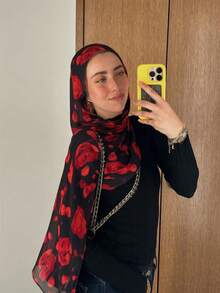 1pc Water Print Marble Bohemian Women's Multicolor Print Floral Veil Hijab, Fashion Casual Street Hijab, Suitable For Daily Wear, All Seasons