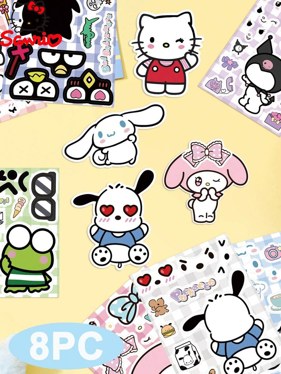 Sanrio 8 piezas de pegatinas de dibujos animados de Sanrio - Hello ...