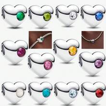 1 Piece Large And Small Heart-Shaped Charm Silver Plated FIT Bracelets Necklace DIY Commemorative Day, Engagement Party, Jewelry, Valentine's Day Gifts - Multicolor - View 2