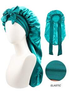 1 件女士长缎仿丝蝴蝶结睡帽，大号辫子卷发睡帽，适合睡眠和日常美容使用 - 彩色 - 查看 24