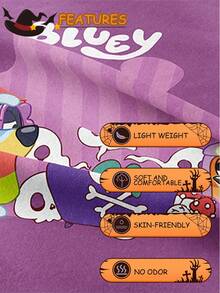 Bluey万圣节数码印花床单，Bluey床上用品，床垫保护套，床罩，床笠，秋季装饰，舒适家纺，透气防起球床垫保护套，柔软亲肤，奶奶女巫图案，卡通图案床罩，Bluey家居装饰，柔软舒适的卧室床上用品 - 彩色 - 查看 6