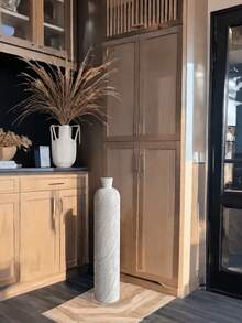 1 Pc Large Modern Resin Floor Vase -24 Inch /30 Inch Tall - Bohemian Style, Elegant Stripe Relief Texture, Ideal For Pampas Grass Container, Autumn Office/Home Decor, Wedding Decorations, Halloween And Christmas Decoration, Holiday Decoration Room Decor Flower Vase Glass Vase - Multicolor - View 3