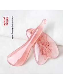 Natural Cherry Blossom Pink Gua Sha Facial Massage Tool Set, Professional Salon Muscle Relaxation Facial Gua Sha Tool Set, Fitness - Multicolor - View 2