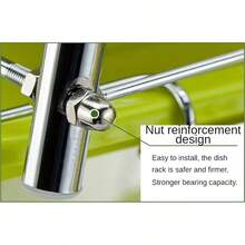 Stainless Steel Tray Rack With Removable Tray And Drip Pan - Heavy Duty Corrosion Resistant Kitchen Finish, Top And Bottom Dry Vegetable Rack With Non-Slip Feet, Space Saving, Modern Kitchen Storage Utensil Rack (Dishwasher  Tray Compatible), Sturdy Construction, Easy Assembly, Compact Small Kitchen Design, Kitchen Drain Rack, Wall Hanging Dry Vegetable Rack, Kitchen Panel Rack, Kitchen Shelf - 銀色 - 查看 4