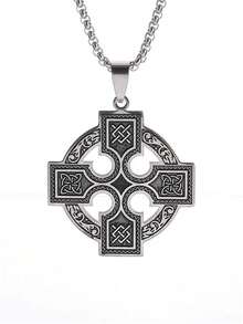 1 Stück Vintage keltischer Knoten Irisches Kreuz Edelstahl Anhänger Halskette, unisex Wikinger Amulett Wicca Knoten Glücksbringer Schmuckgeschenk