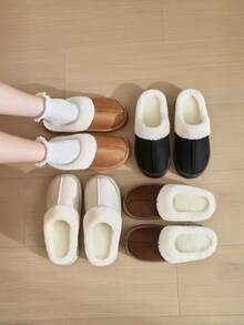 Solid Color Plush Lining Casual; Outdoor; Beach Home Wear, Autumn/Winter - White - View 4