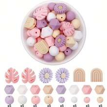 25/30pcs Multi-Color Leaf & Daisy Silicone Beads Set, Suitable For DIY Jewelry Making - Focal Beads For Pens, Necklaces And Keychains - Handmade Jewelry Craft Gift Set - Arts, Crafts And Sewing Supplies - Beads And Bead Organizer - Leaves and Daisy Silicone Beads - View 24