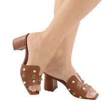 Sandália Feminino Tamanco Feminino Confortável Moderno Casual Verão 1629 tachas