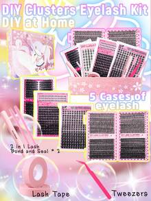 11-Piece False Eyelash Set With Bond And Seal Kit: Ultimate Lash Bundle Including 5 Styles Of Fluffy/Natural False Lashes + Skin-Friendly Beauty Tape For Secure, Long-Lasting Wear – Perfect For Daily Makeup, Dates, Parties & Special Occasions, Easy To Apply Even For Beginners - 黑色 - 查看 2
