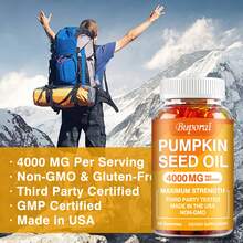 BUPORAI Gomitas de aceite de semilla de calabaza: antioxidantes, favorecen la salud de la próstata y del sistema inmunitario, promueven el crecimiento del cabello y controlan la vejiga. Sin OMG (60 unidades). - 60 gomitas - Ver 7