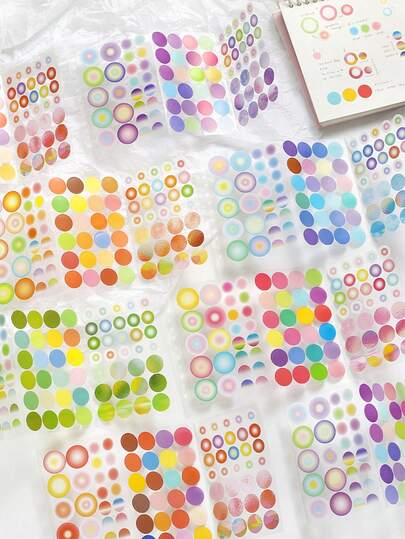 1 Pack 3-Fold Decorative Stickers, Simple Basic Polka Dot Scrapbooking Materials, Your Color Series, Suitable For Gifts, Office, Home, Marking, Labels, Classrooms, Toys, Student Journals, Creative Vintage Decor DIY Stickers