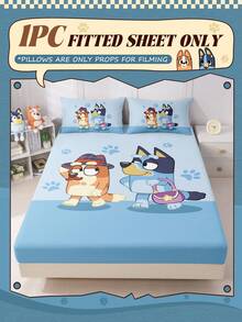 Bluey Ga trải giường in kỹ thuật số hình hoạt hình , Bộ đồ giường , Tấm bảo vệ nệm, Ga phủ giường, Ga trải giường vừa vặn, Vải dệt gia dụng thoải mái, Ga trải giường tông màu mát mẻ, Tấm bảo vệ nệm thoáng khí chống xù lông, Mềm mại và thân thiện với da, Ga phủ giường họa tiết hoạt hình, Trang trí nhà cửa - Màu xanh lam - Xem 2