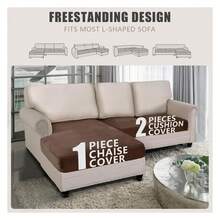 Sectional Couch Cushion Covers 3 Pieces Velvet Separate L Shape Couch Cover Stretch Sofa Slipcover Washable Furniture Protector 2 Seater+1 Chaise,Brown - Nhiều màu 4 - Xem 6